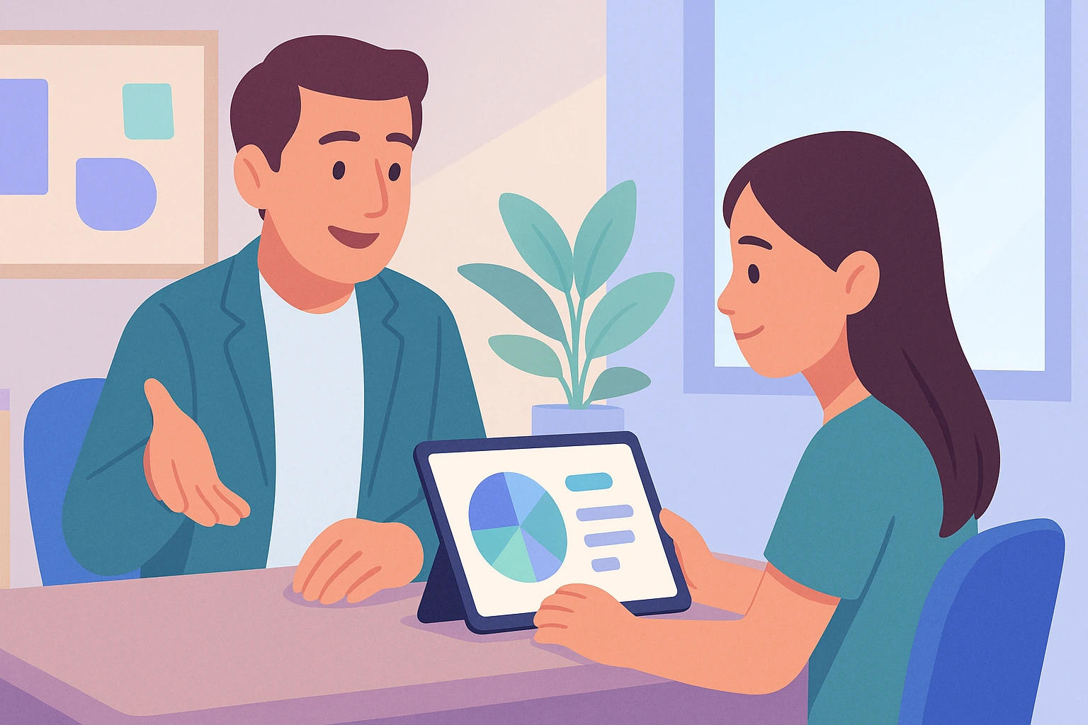 A student discusses his Stanford-Binet IQ results with a consultant.