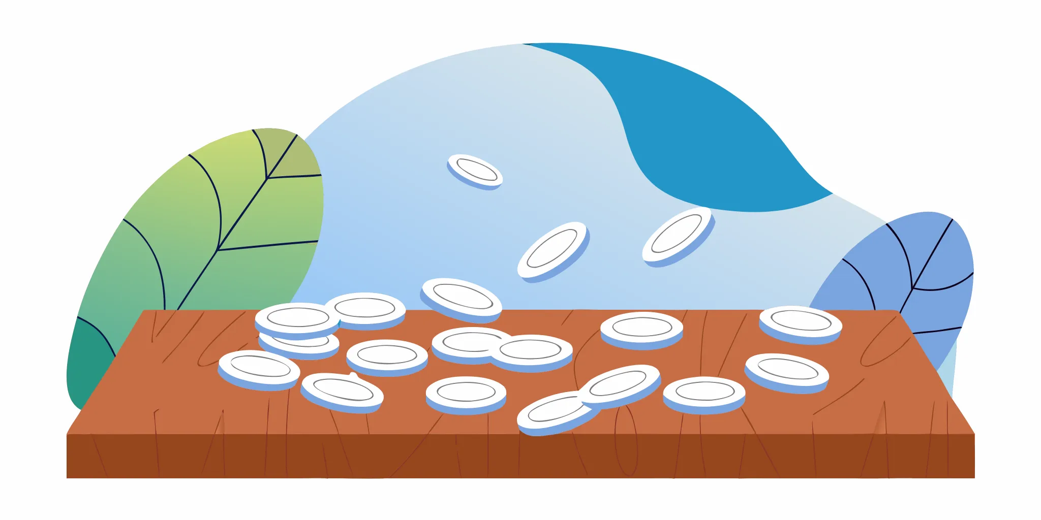 silver coins on the table